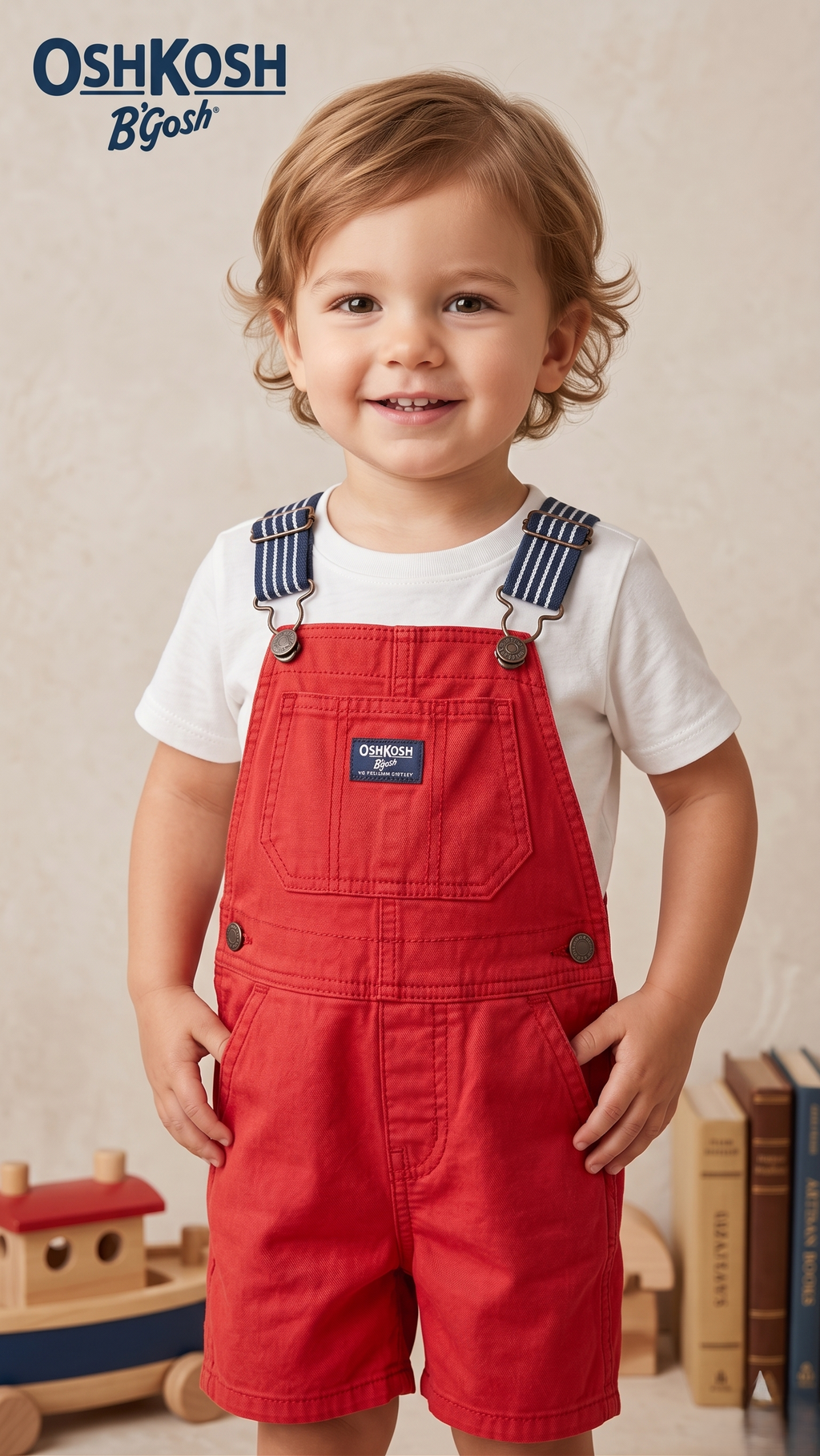 Vibrant Crimson Red Canvas Overalls (BG-000589)
