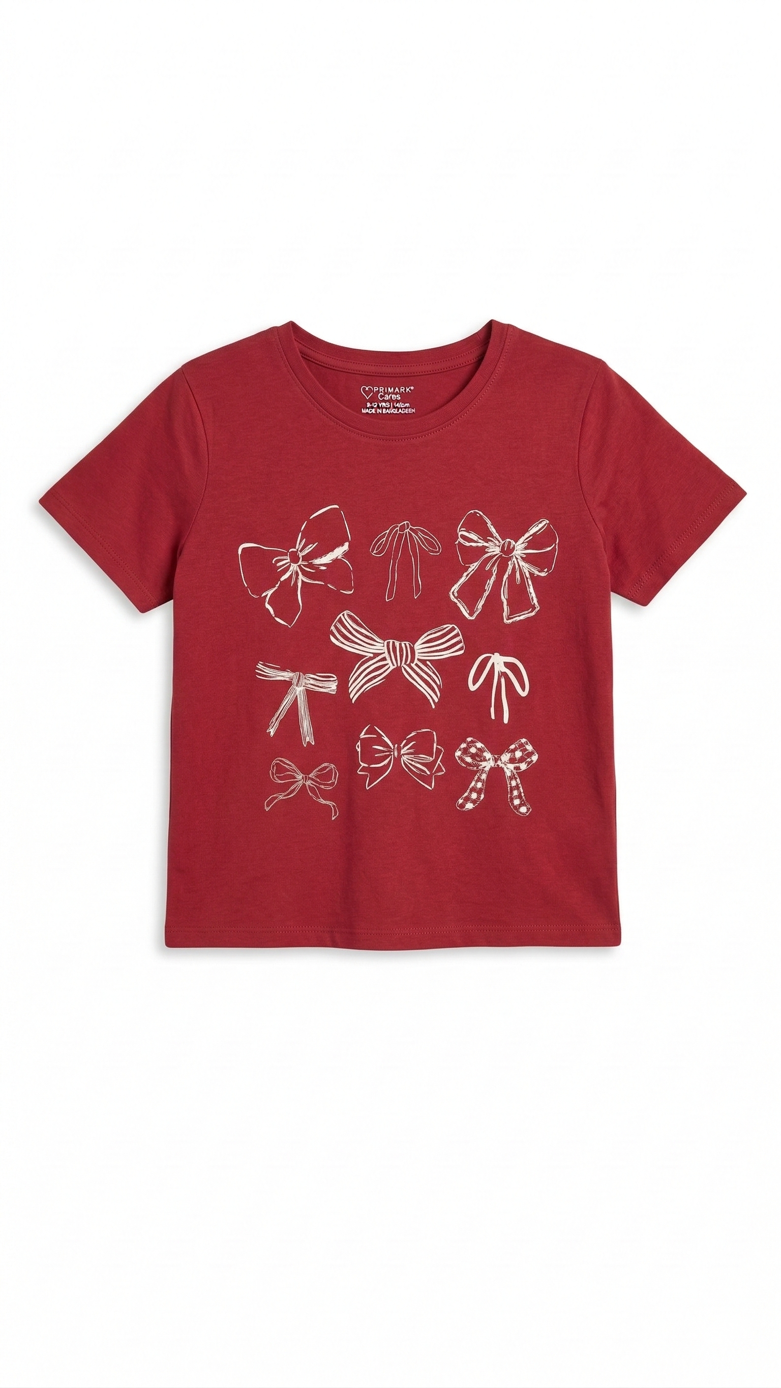 Red Girls Shirt with Bow Graphic Print (BG-000400)