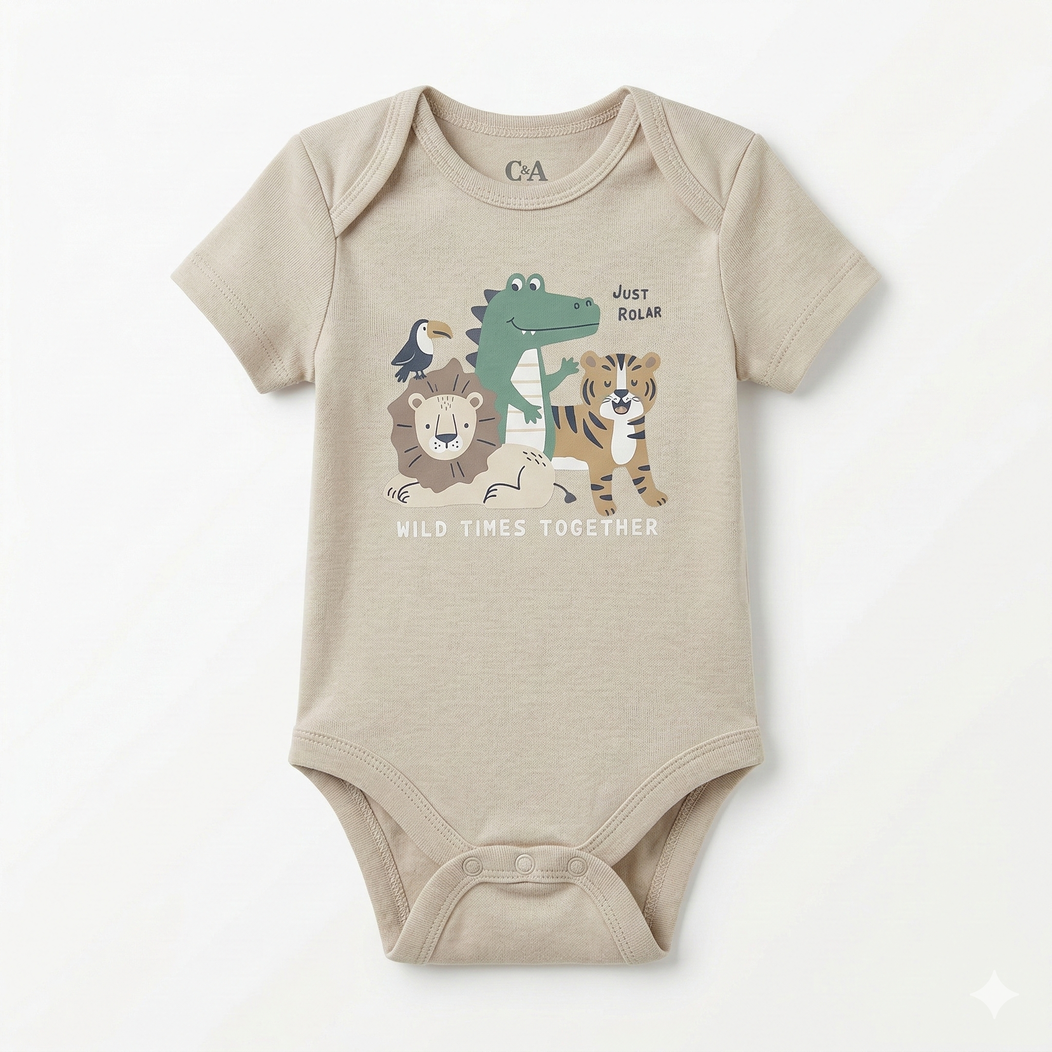 Light Khaki Amimal Printed Bodysuit (BG-000412)