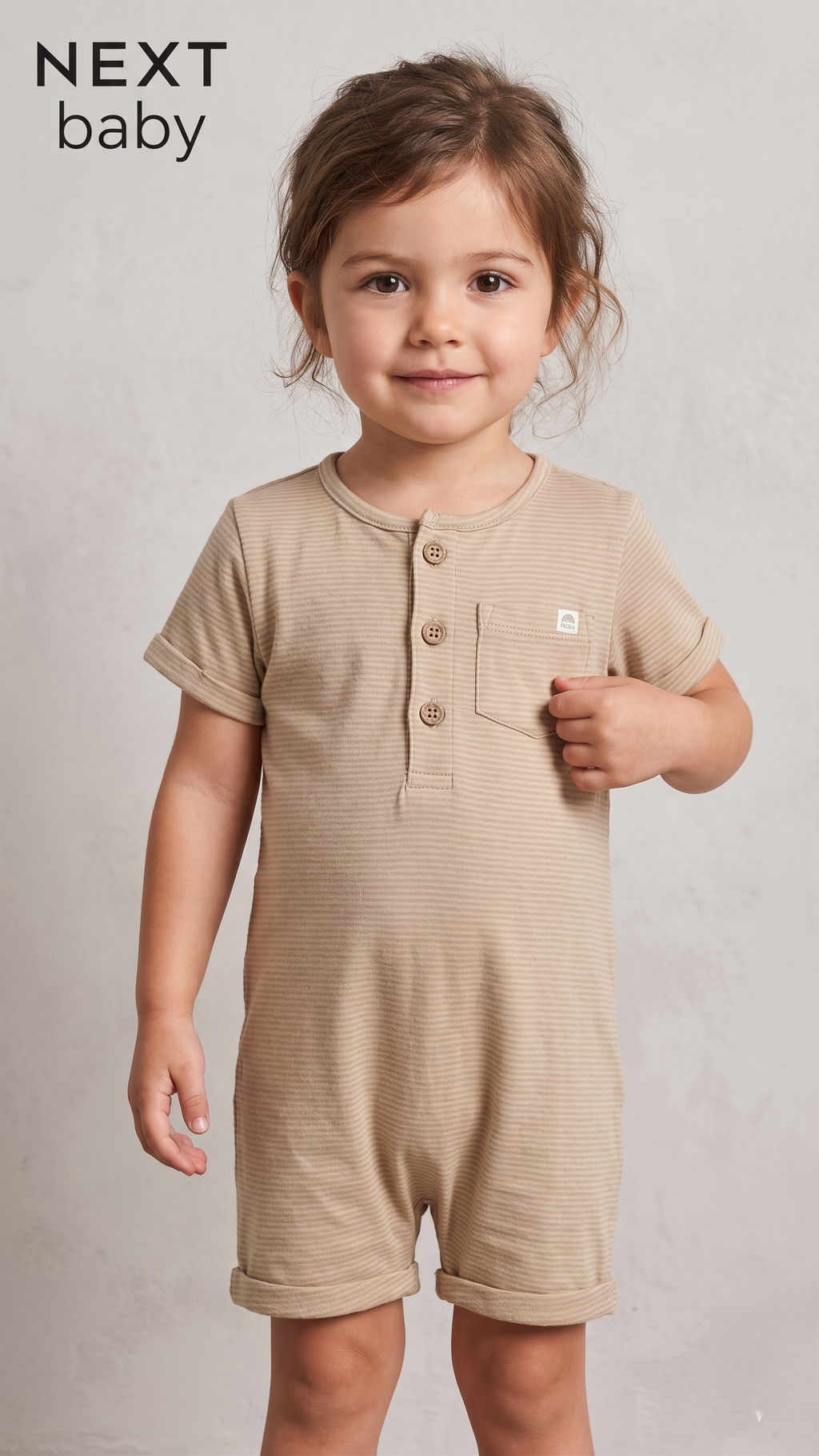 Next Baby Elegant Taupe Ribbed Short-Sleeve Romper (BG-000579)