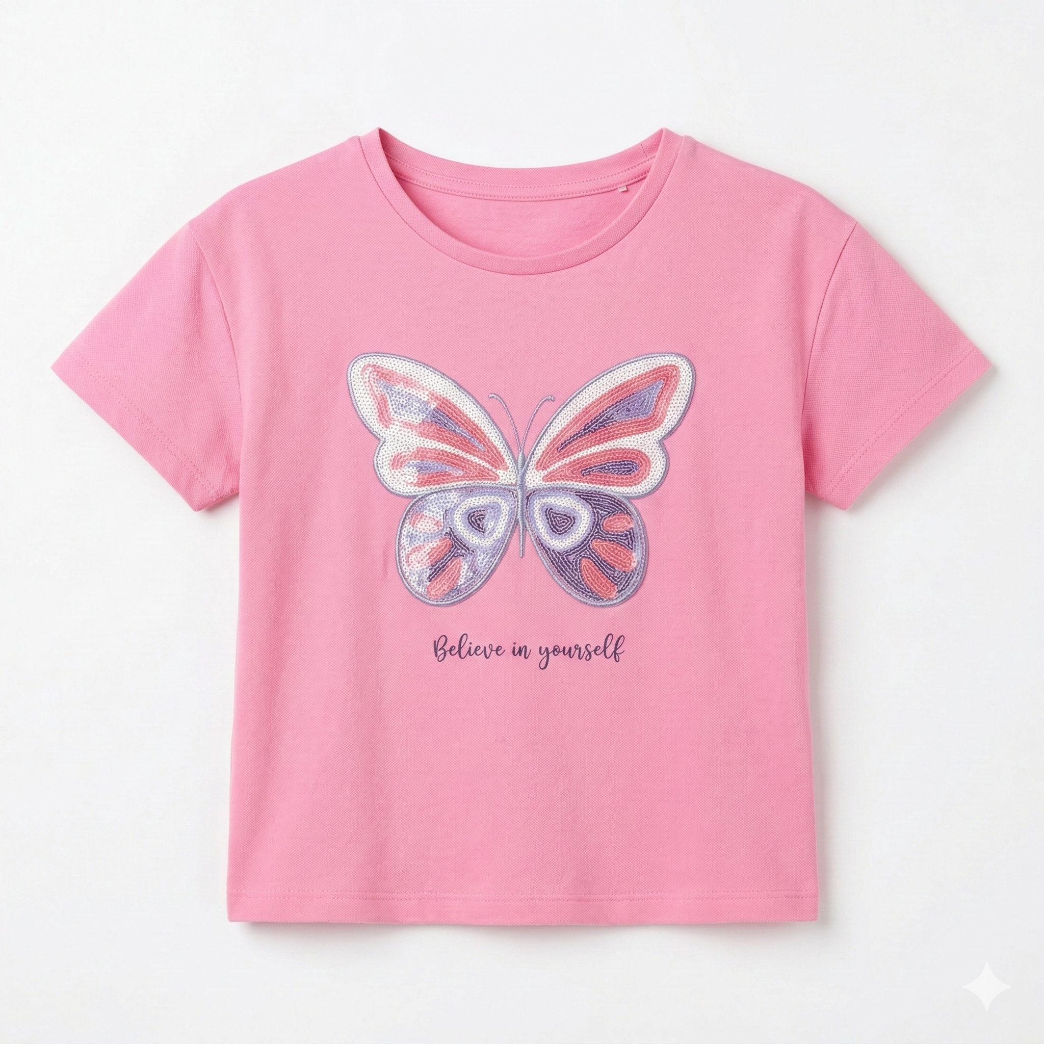 Girls Pink shirt with Butterfly Graphic (BG-000398)