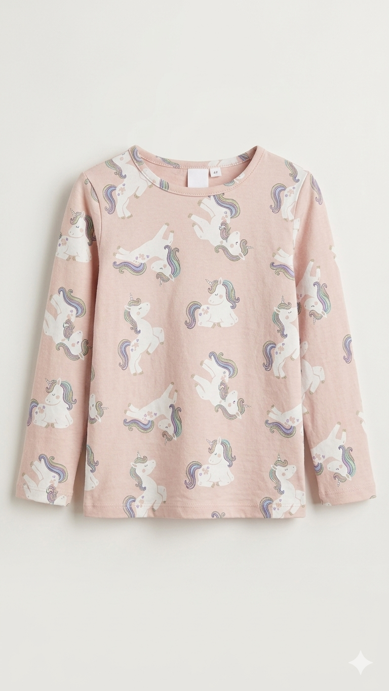 Light Pink Long Sleeved Shirt with Unicons Print (BG-000147)