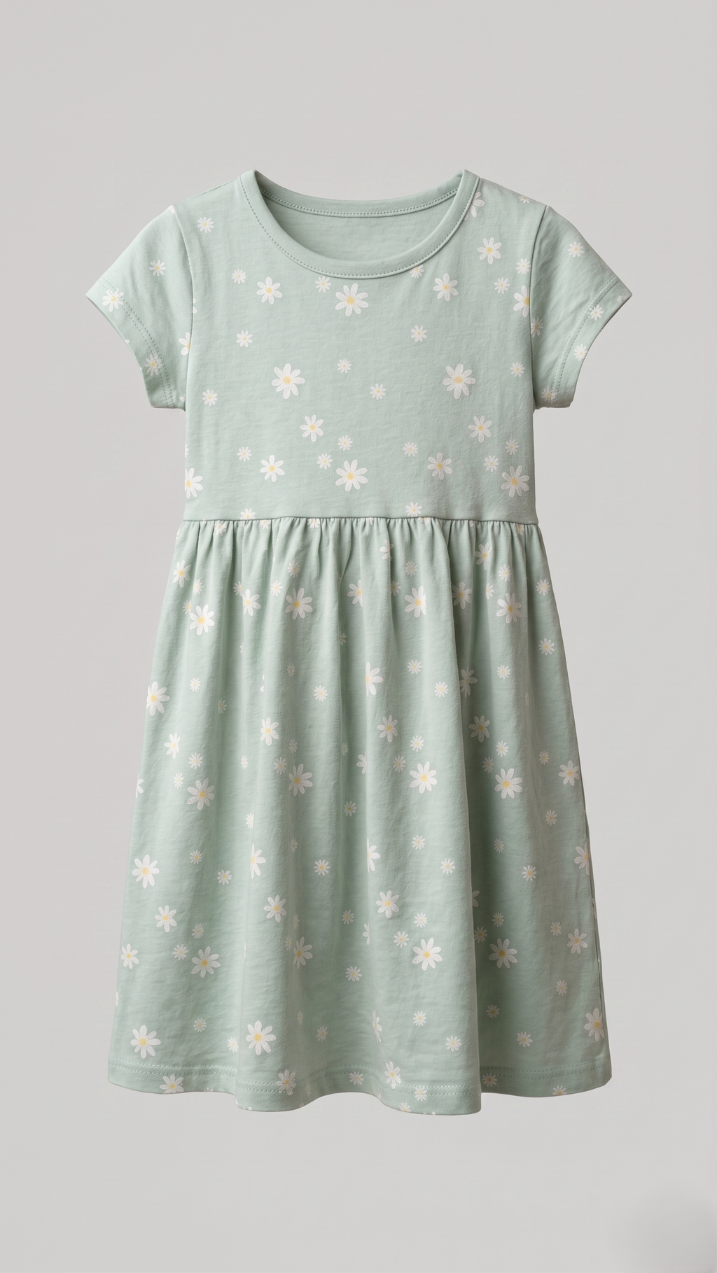 Mint Green Daisy Print A-Line Frock (BG-000647)