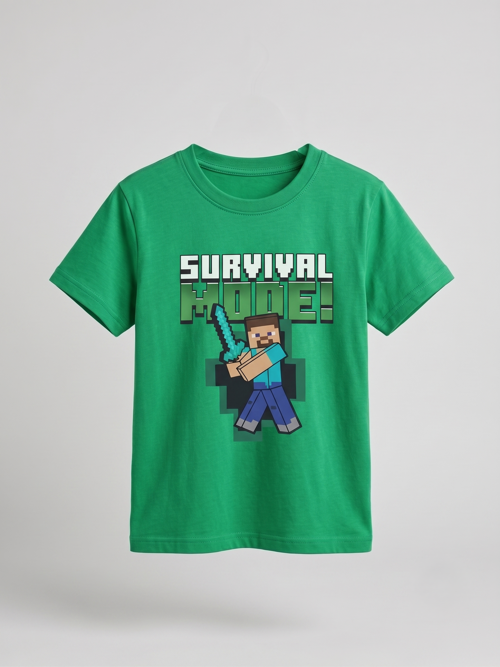 Boys' "Survival Mode" Pixel Gamer Graphic T-Shirt - Green (BG-000772)