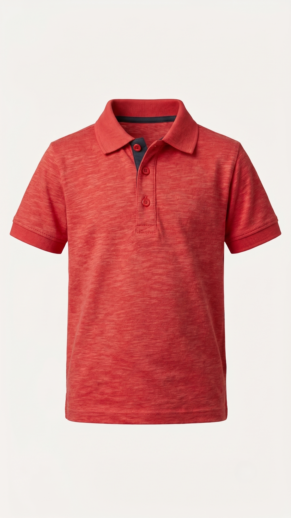 Boys' Classic Short Sleeve Polo Shirt with Contrast Collar - Heather Red (BG-000837)