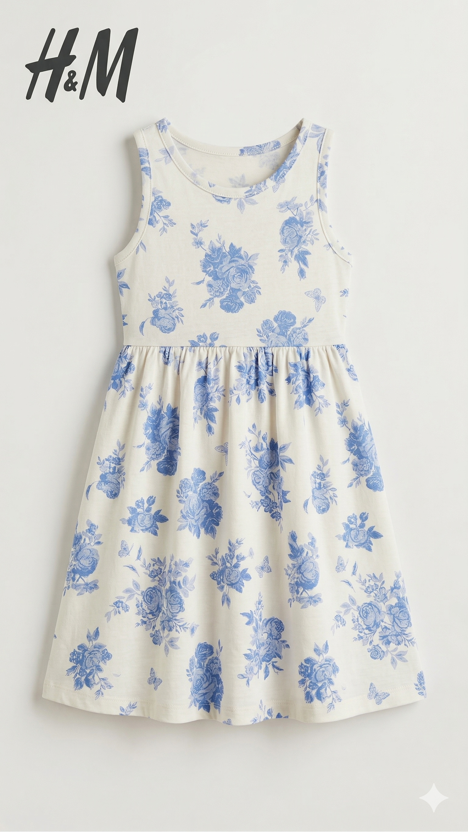 white with blue flowers      BG-000487