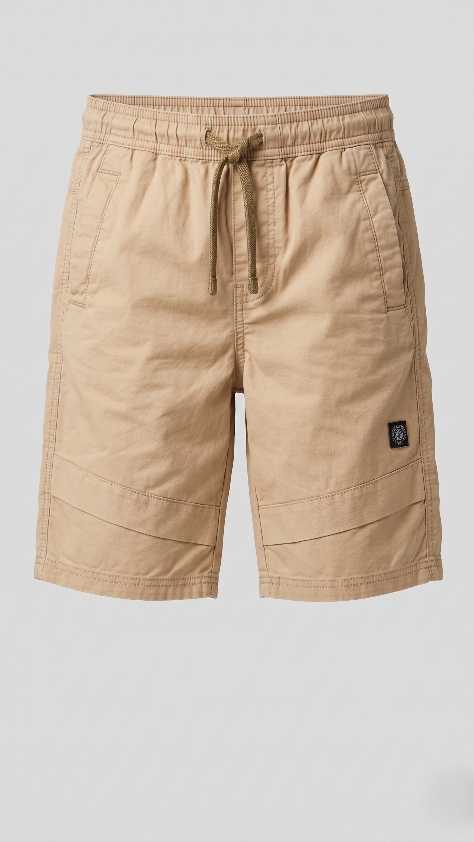 Boys Khaki Paper Cotton Shorts Casual Everyday Wear Drawstring Fit (BG-000555)