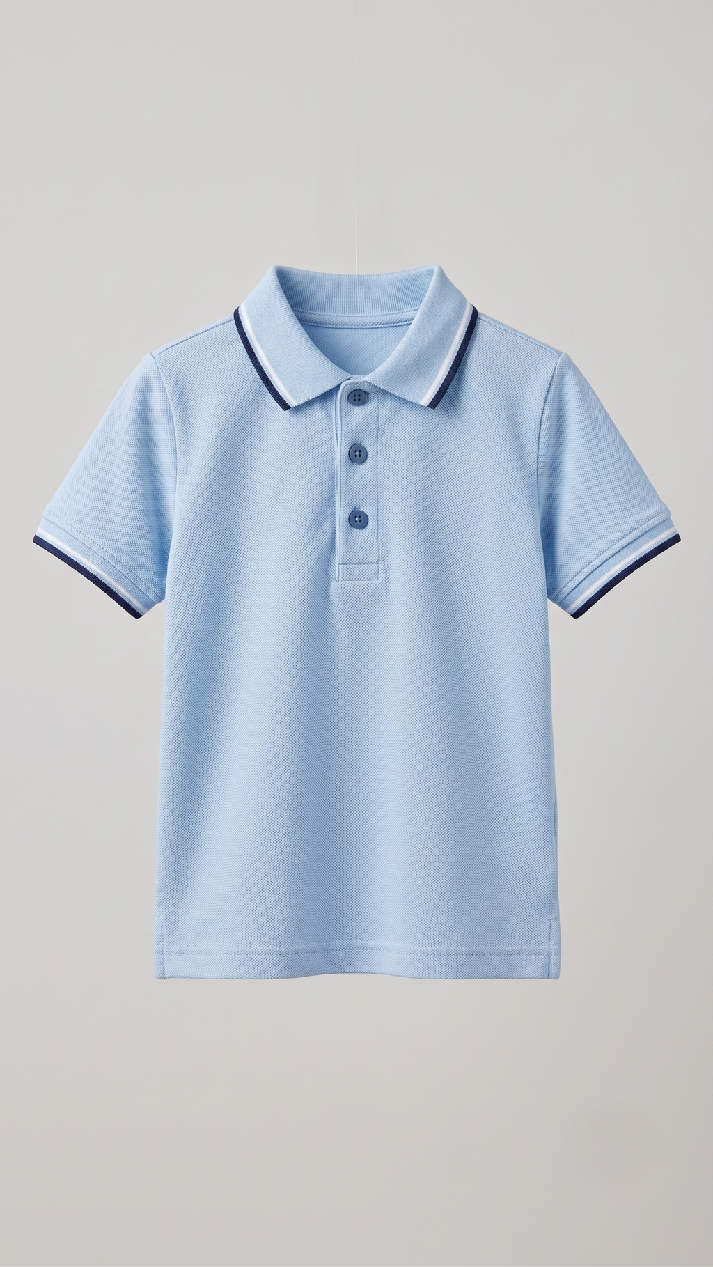 Boys' Classic Short Sleeve Polo Shirt with Striped Collar - Light Blue (BG-000845)