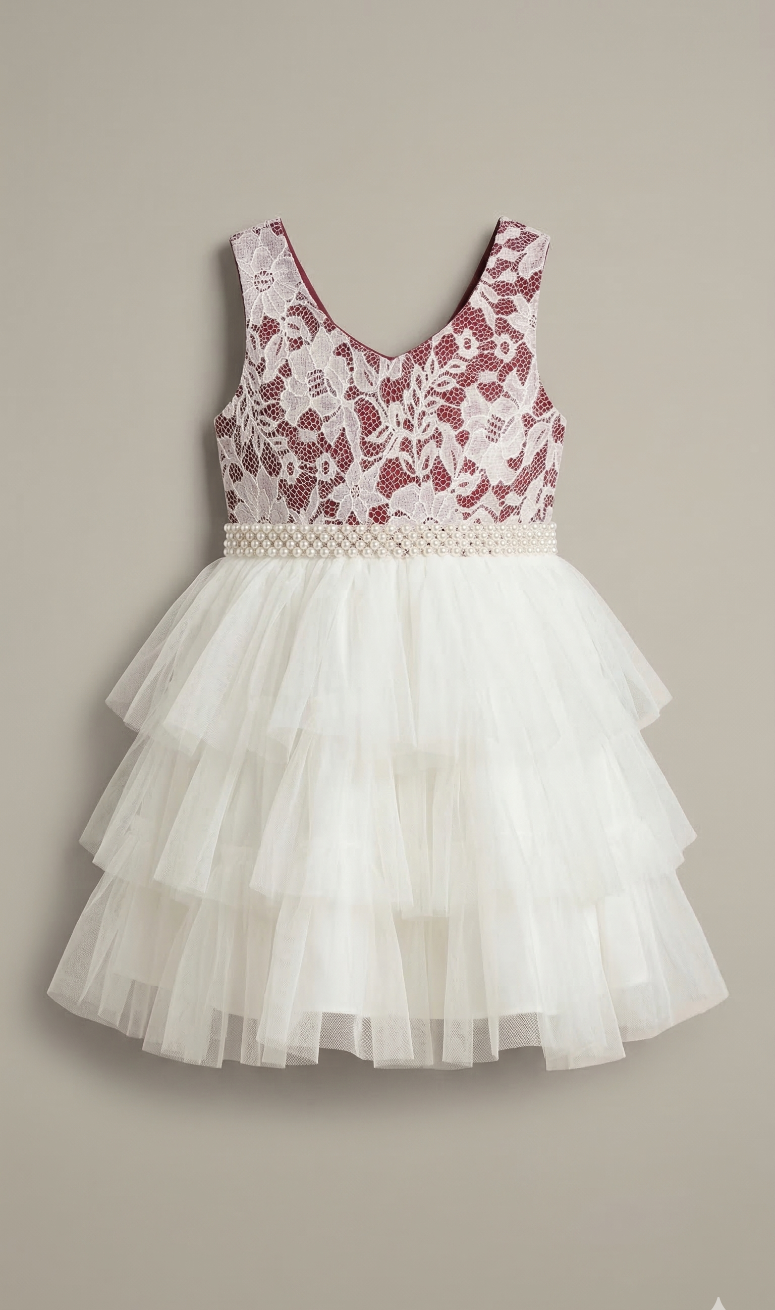Ivory Lace & Tiered Tulle Flower Girl Dress (BG-000633)