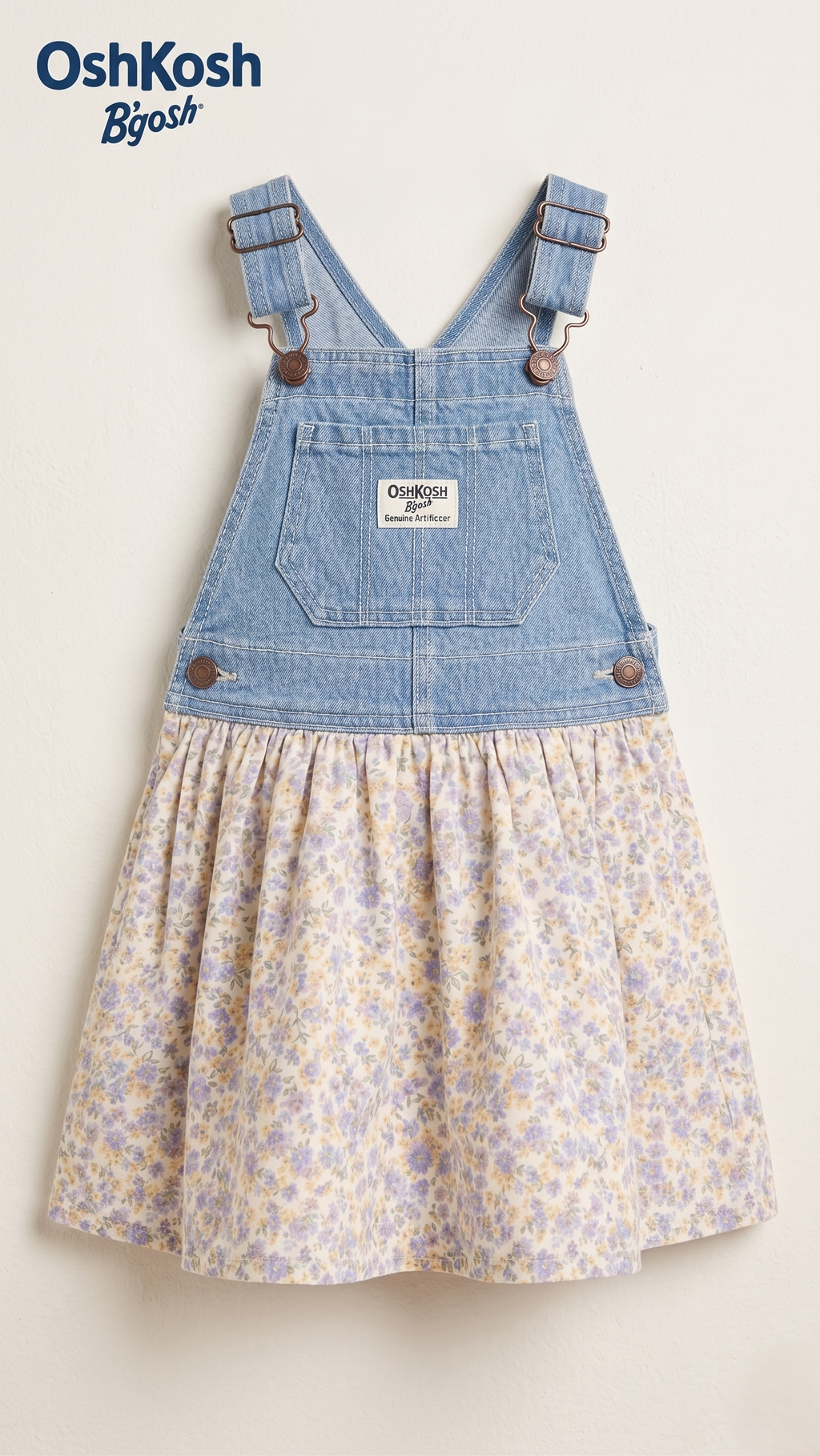 OshKosh B'gosh Denim & Lavender Floral Dungaree Dress (BG-000575)
