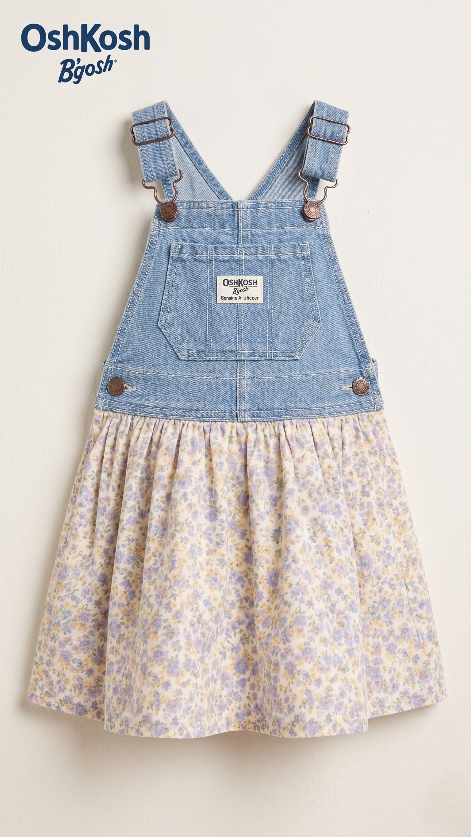 OshKosh B'gosh Denim & Lavender Floral Dungaree Dress (BG-000575)