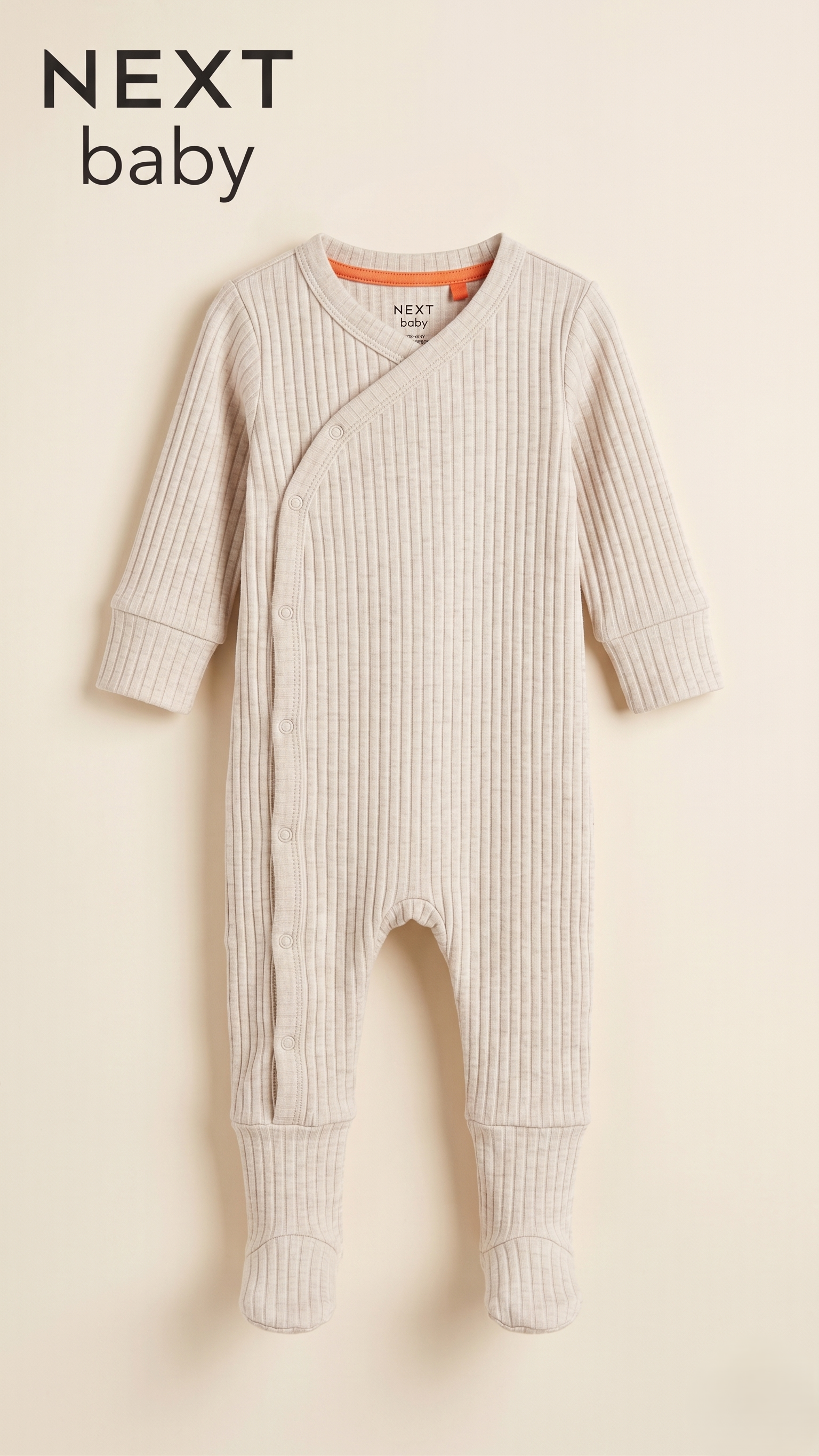 Oatmeal Ribbed Wrap Front Sleepsuit (BG-000639)
