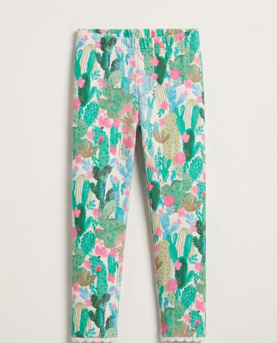 GREEN CACTUS PRINT TIGHTS  (BG-000794)