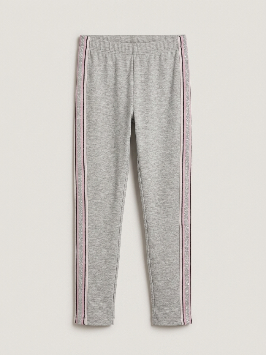 GREY TIGHTS WITH PINK AND WHITE STRIPE ON EDGE (BG-000807)