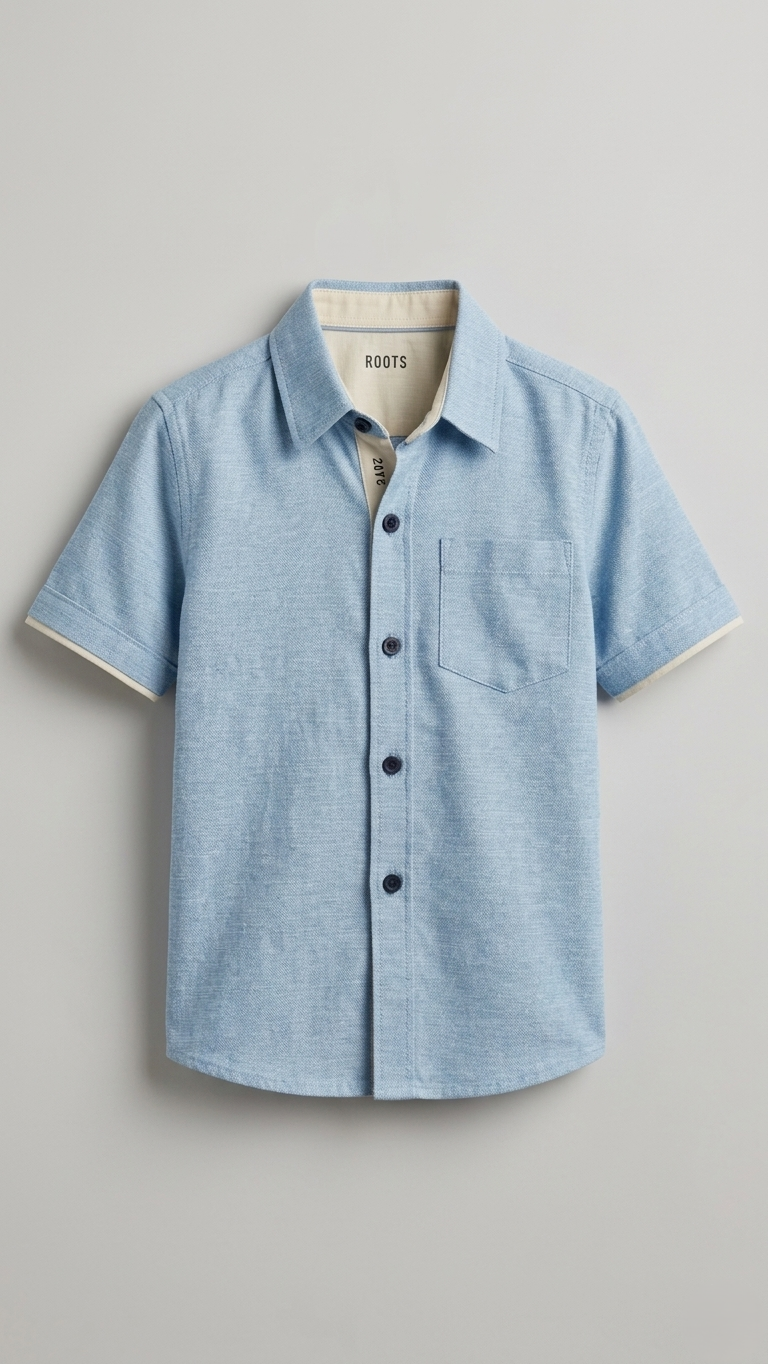 BLUE HALF SLEEVES CASUAL SHIRT WITH FRONT POCKET (BG-000690)