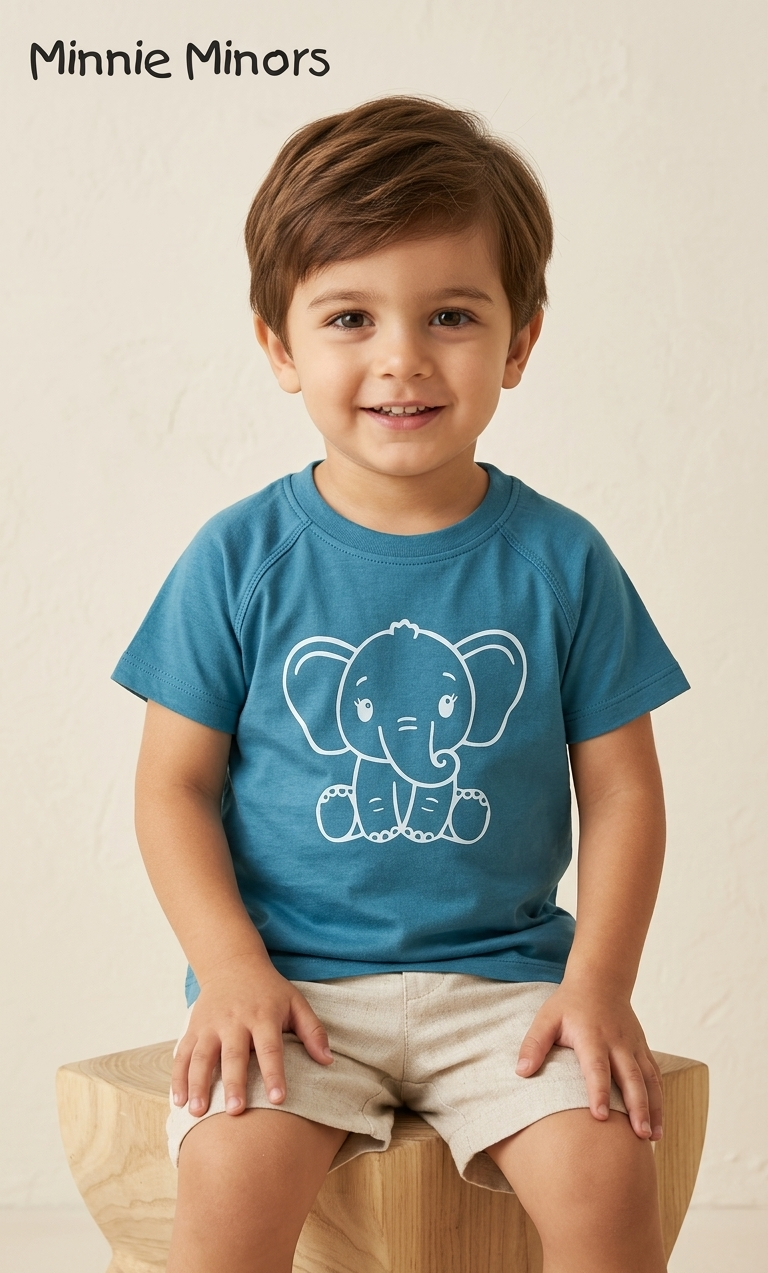 MINNIE MINORS BLUE SHIRT ELEPHANT PRINT (BG-000679)