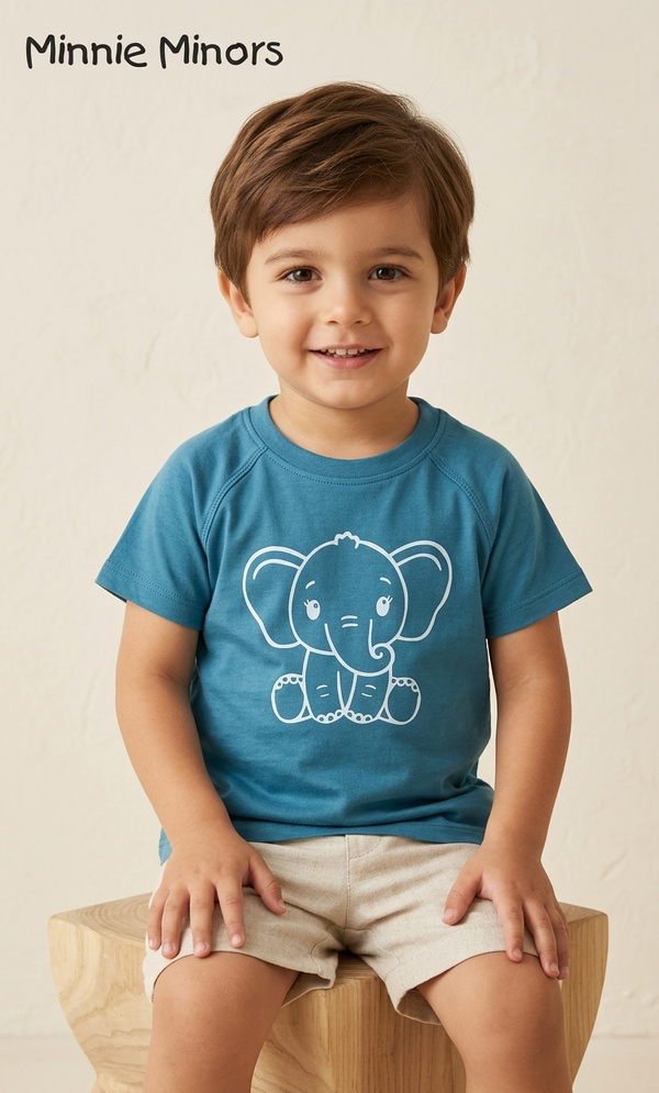 MINNIE MINORS BLUE SHIRT ELEPHANT PRINT (BG-000679)