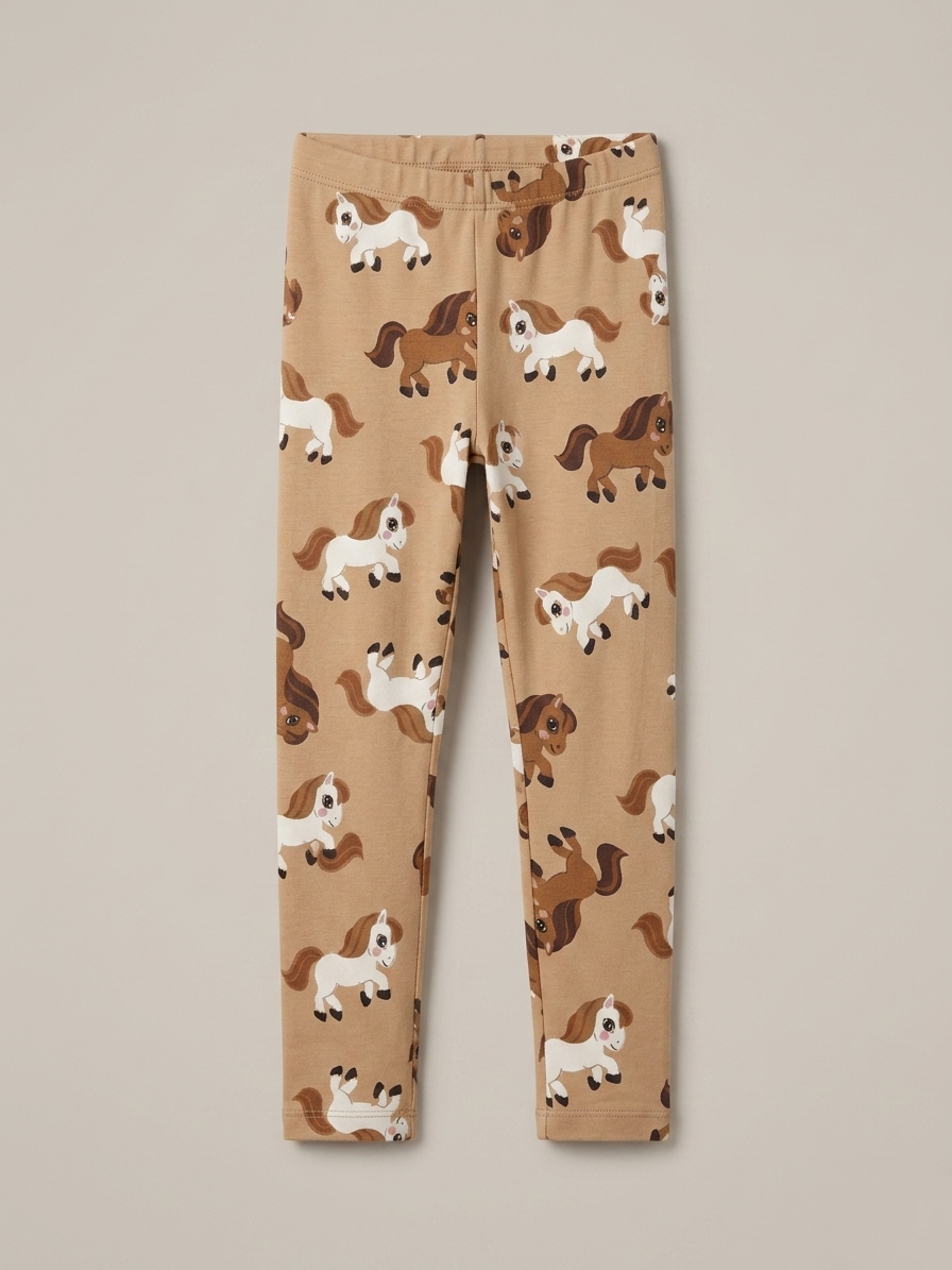 LIGHT BROWN TIGHTS WITH HORSE PRINT (BG-000806)