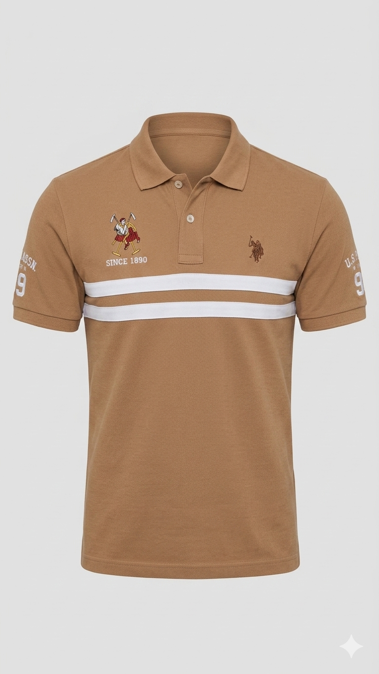 US POLO BROWN WITH 2 WHITE LINE (BG-000724)