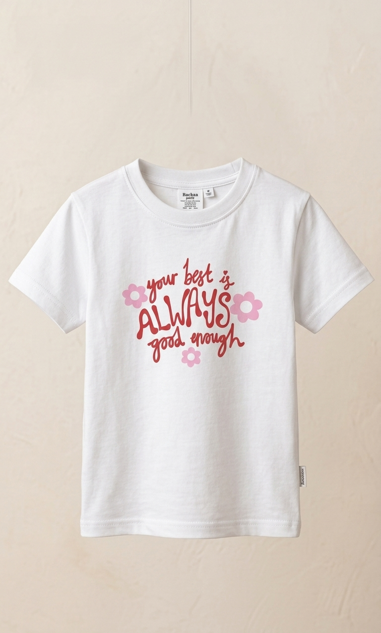 TODDLERS WHITE SHIRT YOUR BEST IS ALWAYS GOOD ENOUGH PRINT (BG-000674)