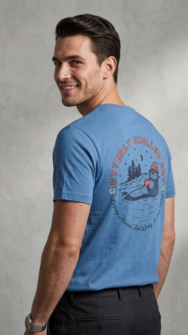 Charish" Vintage Badge Premium Blue Tee (BG-000660)