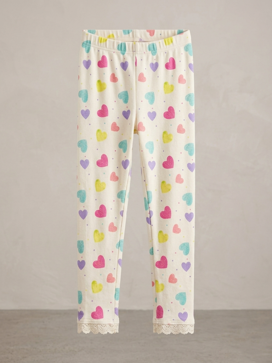 SKIN TIGHTS WITH COLOURFUL HEARTS PRINT (BG-000799)