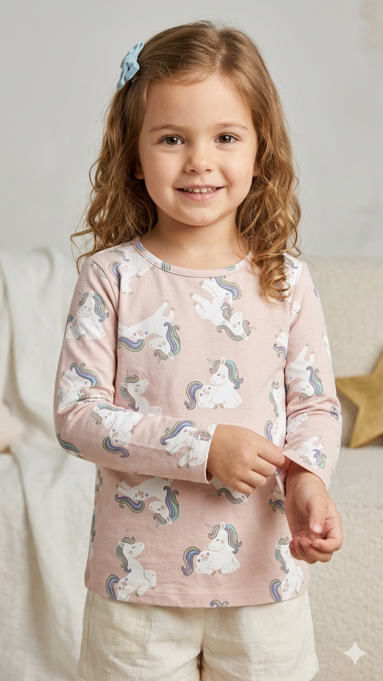 Light Pink Long Sleeved Shirt with Unicons Print (BG-000147)