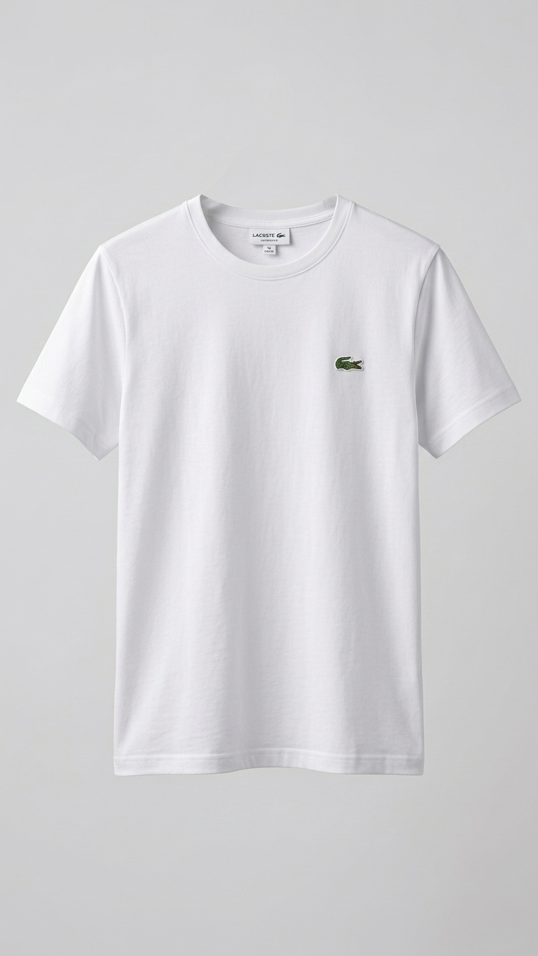 Men’s Luxury Casual Half Sleeve T-Shirt by Lacoste – White (BG-000627)