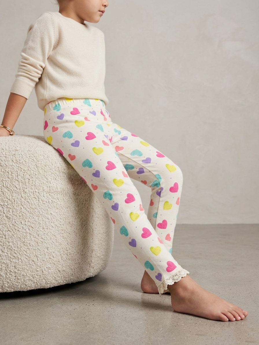 SKIN TIGHTS WITH COLOURFUL HEARTS PRINT (BG-000799)