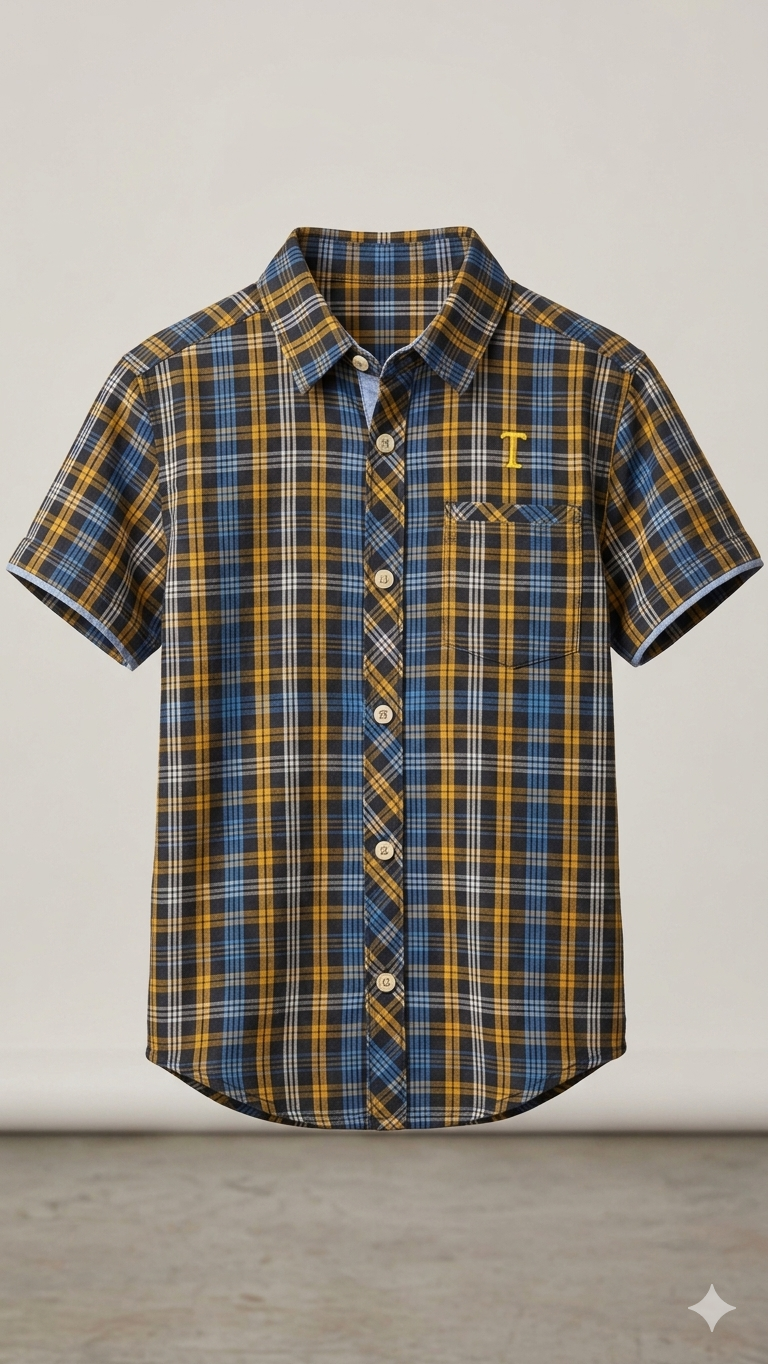 OSHKOSH YELLOW AND BLUE CASUAL SHIRT HALF SLEEVES (BG-000689)