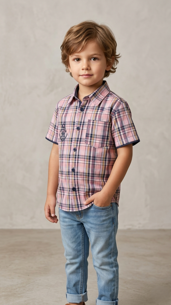 COTTON COP PINK HALF SLEEVES CASUAL SHIRT (BG-000691)