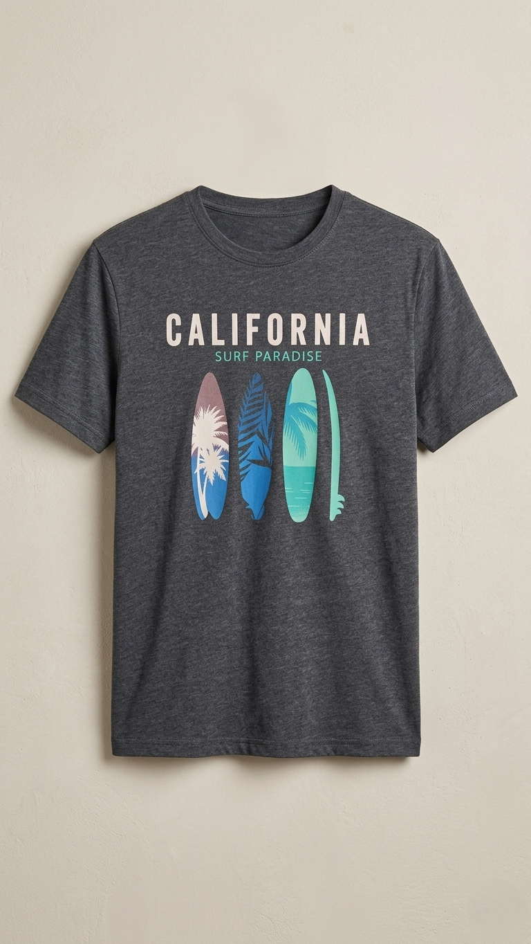 California "Surf Paradise" Tropical Graphic Tee (BG-000663)