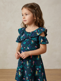 KIABI NAVY BLUE FROCK WITH COLORFUL FLOWERS (BG-000788)