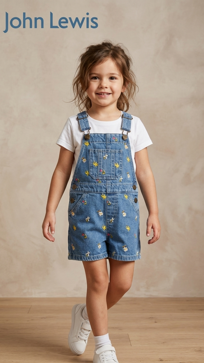JOHN LEWIS DENIM ROMPER WITH EMBROIDERY (BG-000671)