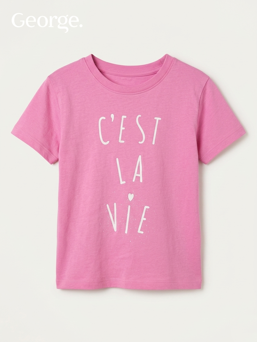 GEORGE PINK BLOUSE WITH CEST LA VIE PRINT (BG-000760)