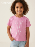 GEORGE PINK BLOUSE WITH CEST LA VIE PRINT (BG-000760)