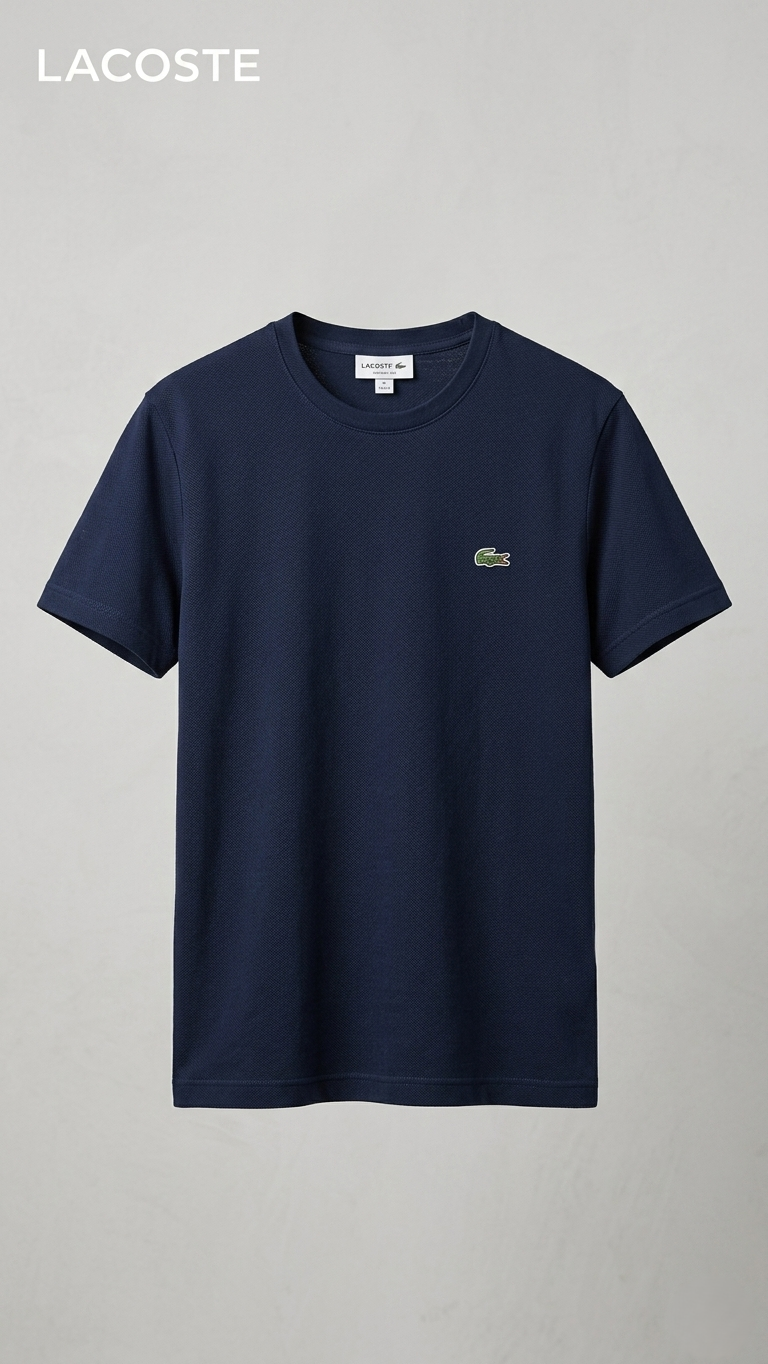 Men’s Luxury Casual Half Sleeve T-Shirt by Lacoste – Navy Blue (BG-000630)