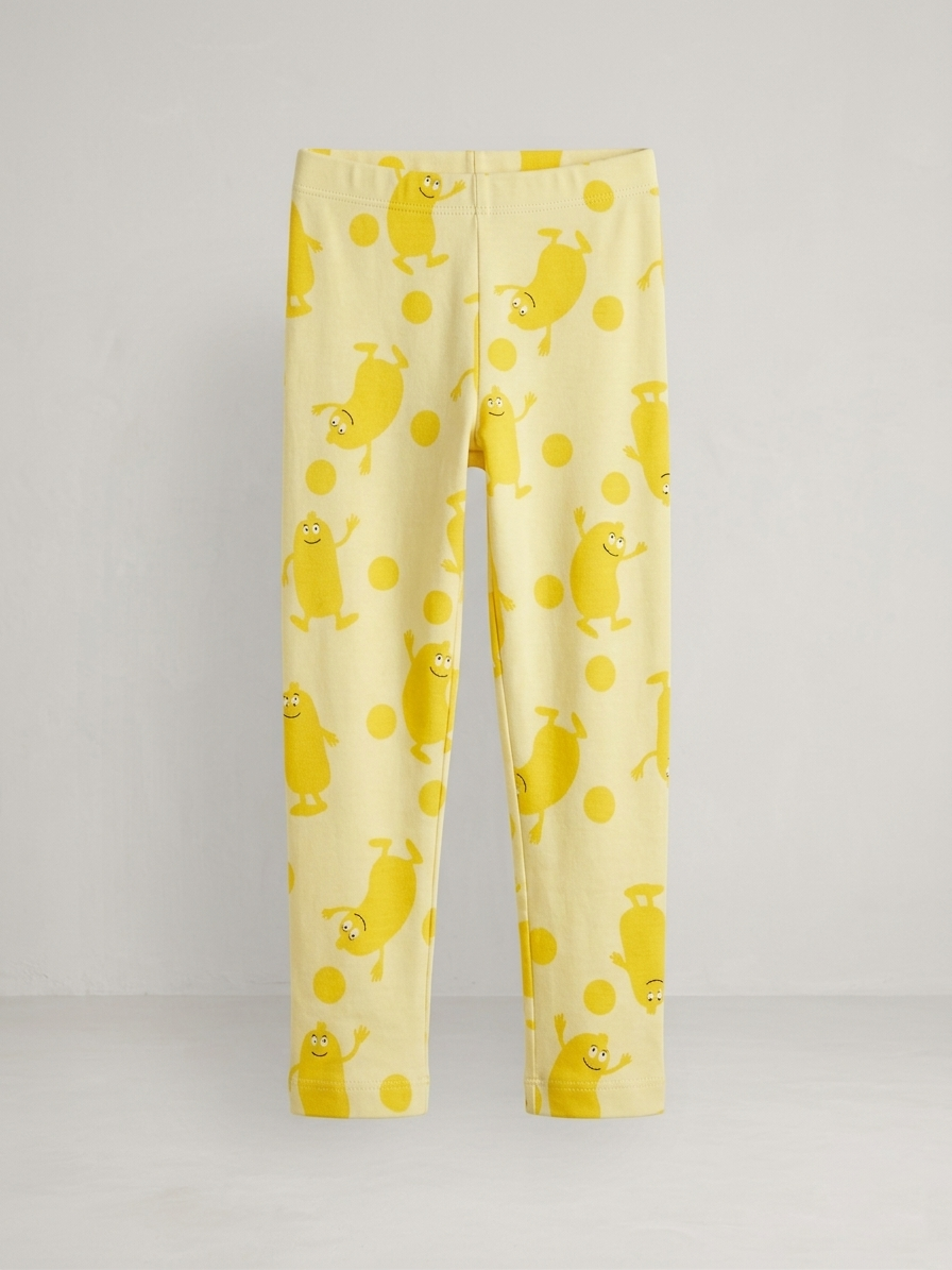 YELLOW TIGHTS WITH SMILY LEMON PRINT (BG-000802)