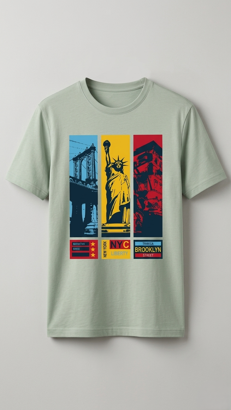 NYC Liberty Triptych Multi-Color Poster Art  (BG-000656)