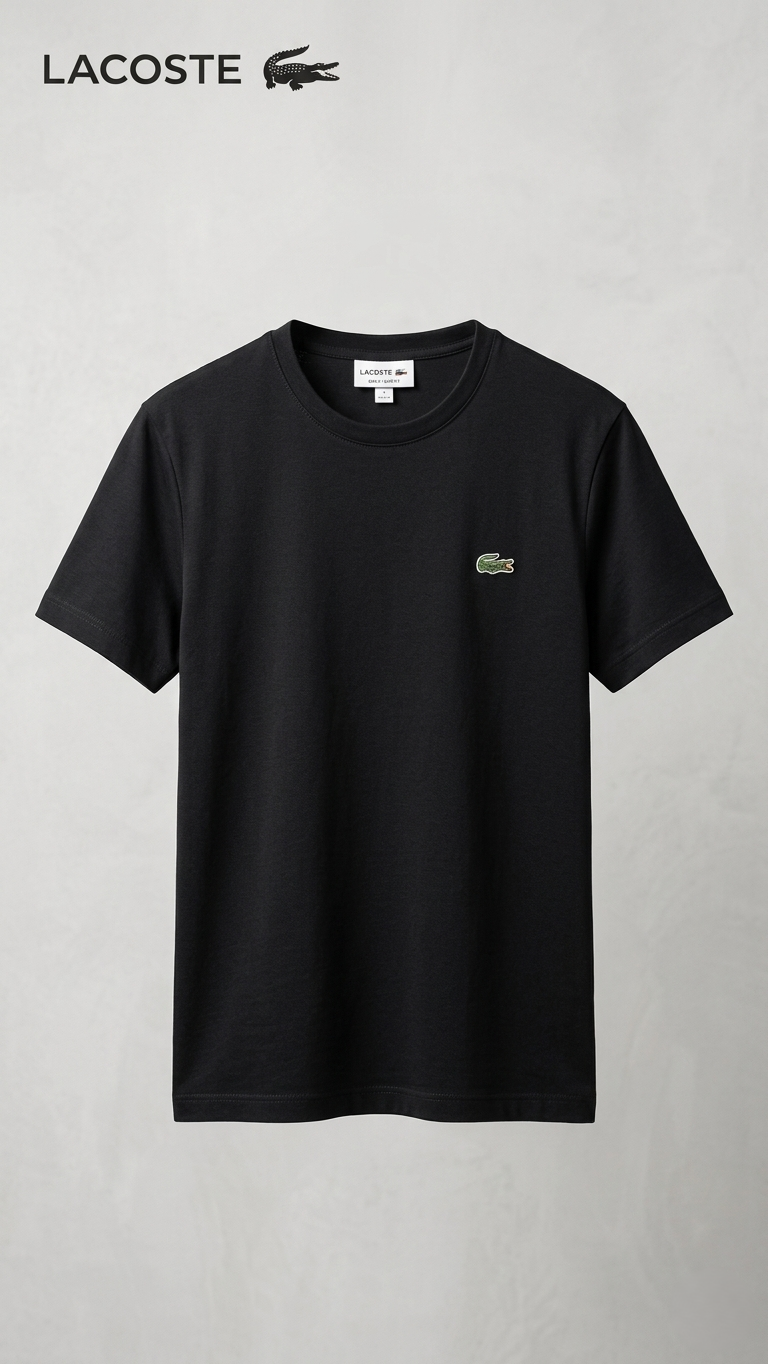 Men’s Luxury Casual Half Sleeve T-Shirt by Lacoste – Black (BG-000631)