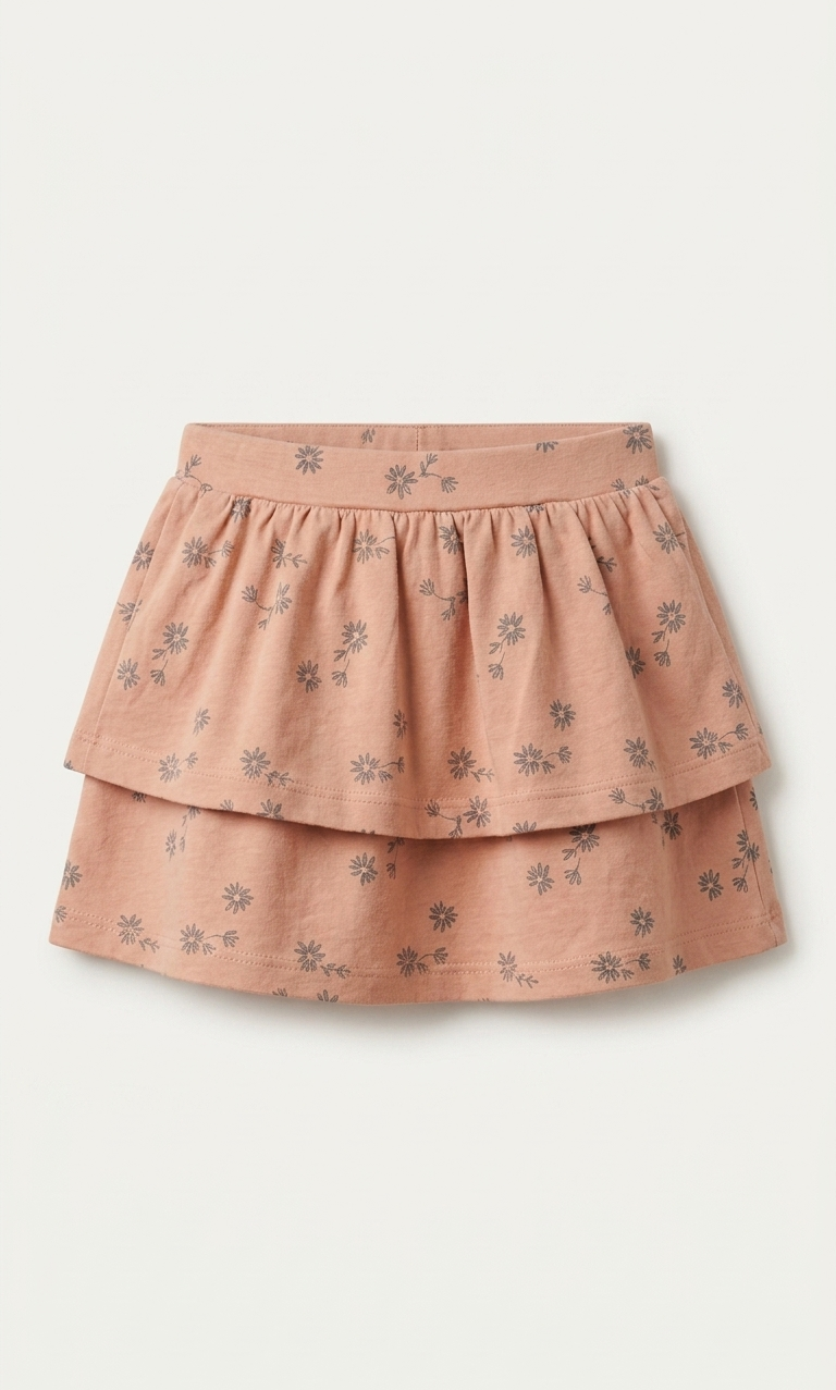 SINSAY PEACH SKIRT WITH FLOWER PRINT (BG-000743)