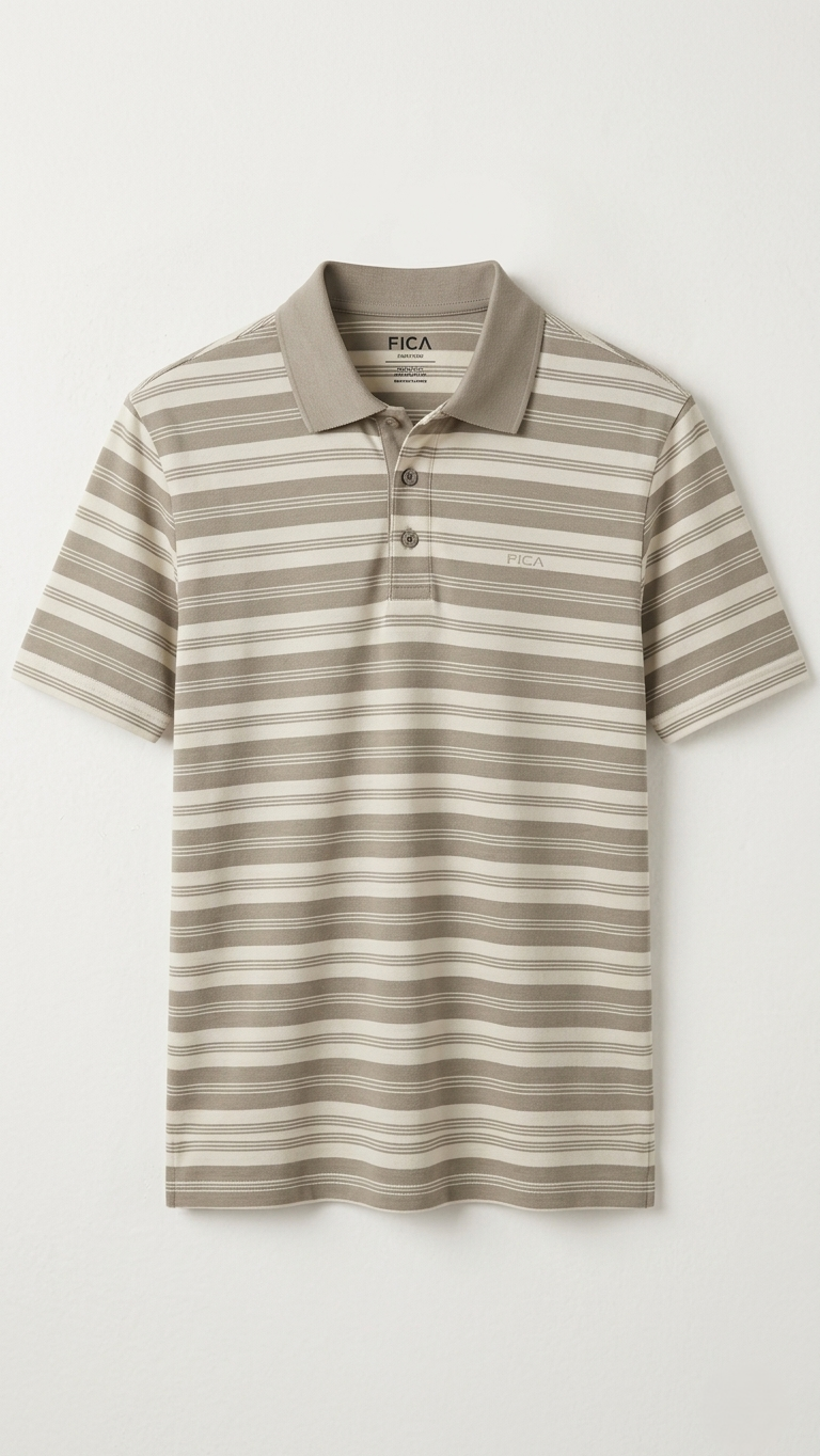 FICA Luxury Earth-Tone Striped Polo (BG-000667)