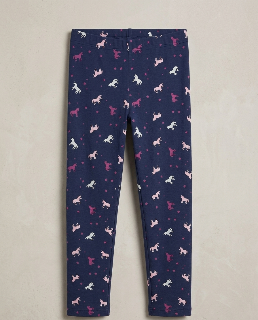 KIDS NAVY BLUE TIGHTS WITH HORSE PRINT (BG-000793)