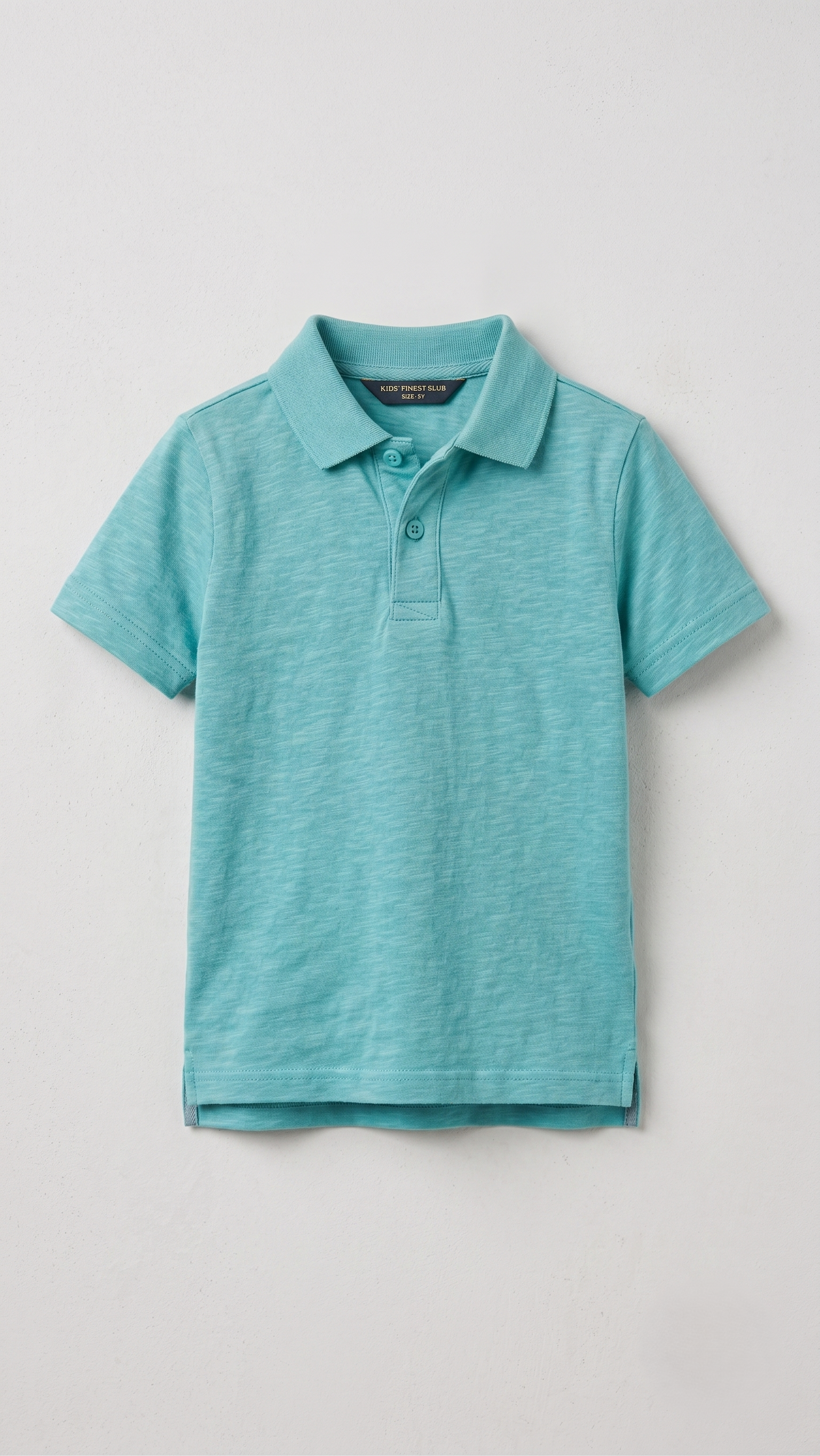 Boys' Classic Slub Cotton Short Sleeve Polo Shirt - Light Teal (BG-000838)