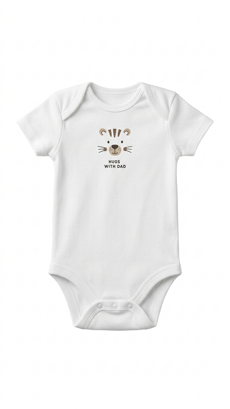 White Tiger Face & Text Higs With Dad Bodysuit (BG-000414)