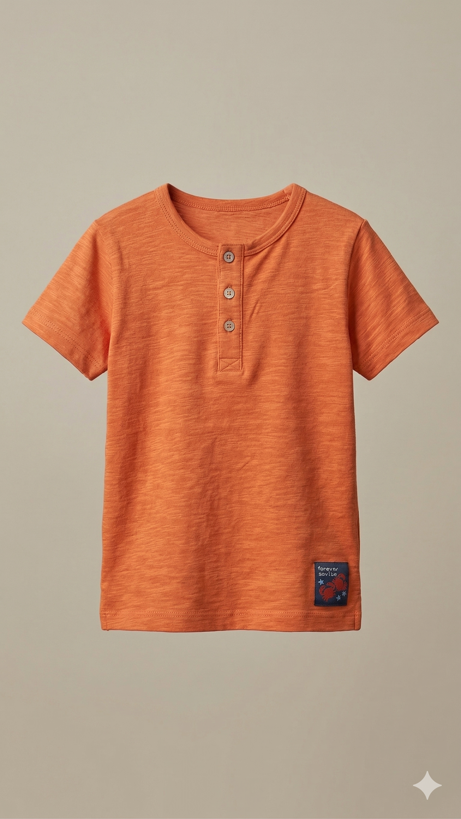 orange with 3 buttons round neck    BG-000463