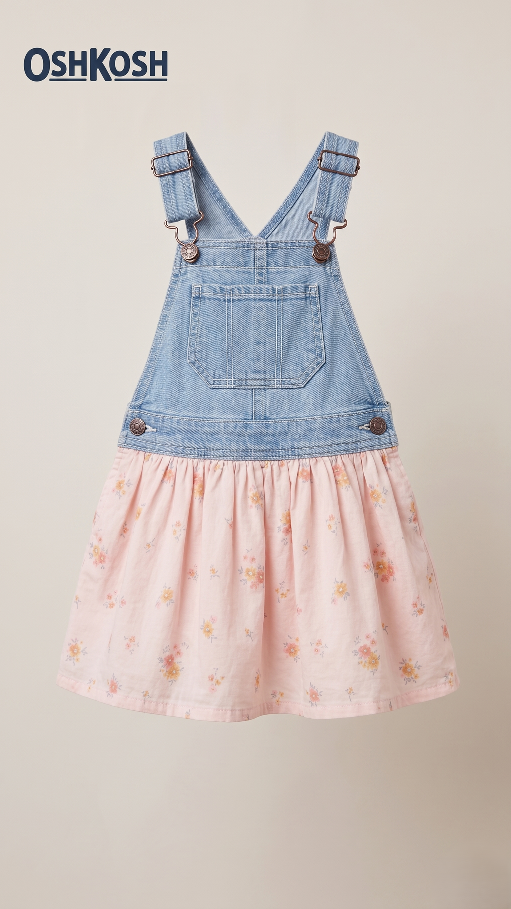 OshKosh Denim & Pink Floral Dungaree Dress (BG-000574)