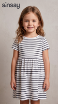 Sinsay Navy Stripe Short Sleeve Girls' Dress (BG-000573)
