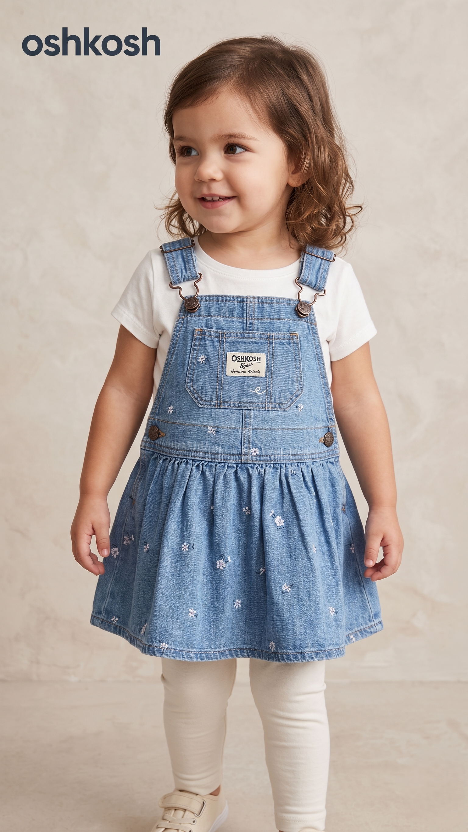 OshKosh Denim Dungaree Dress Daisy Print (BG-000577)