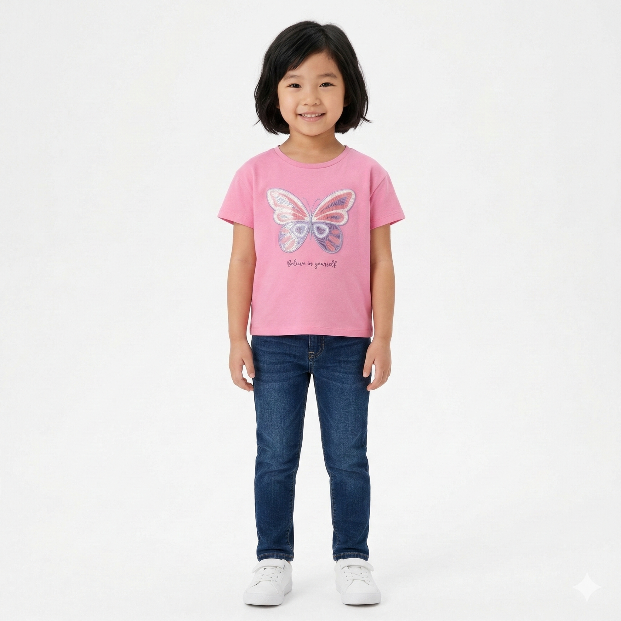 Girls Pink shirt with Butterfly Graphic (BG-000398)